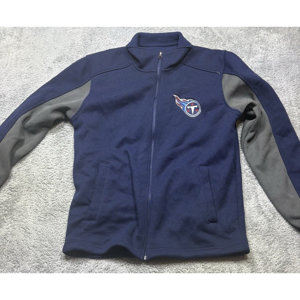 NFL Tennessee Titans Jacket Men's M Navy Full Zip Knit Pockets Football Logo
